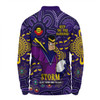 Melbourne Storm Long Sleeve Polo Shirt Custom Naidoc Week 2024 Aboriginal Pattern And Torres Strait Islander Inspired