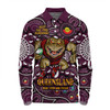 Queensland Maroons Long Sleeve Polo Shirt Custom Naidoc Week 2024 Aboriginal Pattern And Torres Strait Islander Inspired