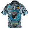 Cronulla-Sutherland Sharks Zip Polo Shirt Custom Naidoc Week 2024 Aboriginal Pattern And Torres Strait Islander Inspired