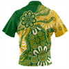 Australia Zip Polo Shirt Aboriginal Dot Design Kangaroo