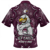 Manly Warringah Sea Eagles Zip Polo Shirt Aboriginal Pattern Inspired Victory Is Ours