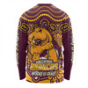 Brisbane Broncos Long Sleeve T-shirt Aboriginal Inspired Tough Fan Rugby For Life