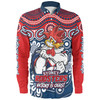 Sydney Roosters Long Sleeve Shirt Aboriginal Inspired Tough Fan Rugby For Life