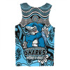 Cronulla-Sutherland Sharks Men Singlet Aboriginal Inspired Tough Fan Rugby For Life