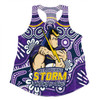 Melbourne Storm Women Racerback Singlet Aboriginal Inspired Tough Fan Rugby For Life