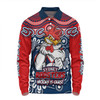 Sydney Roosters Long Sleeve Polo Shirt Aboriginal Inspired Tough Fan Rugby For Life