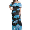 Australia Off Shoulder Long Dress Aboriginal Butterflies Art Inspired