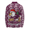 Manly Warringah Sea Eagles Long Sleeve Polo Shirt Merry Ugly Christmas Comic Style