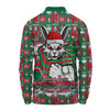 South Sydney Rabbitohs Long Sleeve Polo Shirt Merry Ugly Christmas Comic Style