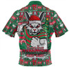 South Sydney Rabbitohs Zip Polo Shirt Merry Ugly Christmas Comic Style