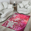 Australia Aboriginal Area Rug - Sea Turtle With Indigenous Patterns (Pink)