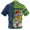 Canberra Raiders Zip Polo Shirt Merry Ugly Xmas Nordic Pattern Style