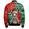 Australia Bomber Jacket Aboriginal Dot With Kangaroo Santa Hat Designs