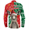 Australia Long Sleeve Shirt Aboriginal Dot With Kangaroo Santa Hat Designs