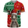 Australia Baseball Shirt Aboriginal Dot With Kangaroo Santa Hat Designs