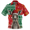 Australia Zip Polo Shirt Aboriginal Dot With Kangaroo Santa Hat Designs