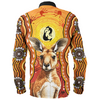Australia Long Sleeve Shirt Aboriginal Kangaroo Dreaming With Dot Art