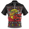 Australia Zip Polo Shirt Aboriginal Didgeridoo Santa Christmas