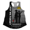 Australia Women Racerback Singlet Remembrance Day We Shall Not Forget We Will Remember Them