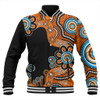 Australia Baseball Jacket Aboriginal Indigenous Dot Painting Orange