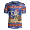 Australia Rugby Jersey Merry Christmas, Grilling Santa With Barbecue And Beer