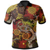 Australia Aboriginal Polo Shirt - Kangaroo and Lizard Dot Painting Art