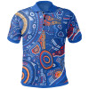 Australia Aboriginal Polo Shirt - Indigenous Footprint Patterns Blue Color