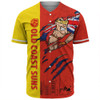 Gold Coast SUNS Baseball Shirt Burning Passion Of Power Scratch Style