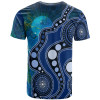 Australia Aborignal T-Shirt - Australia Indigenous Flag Circle Dot Painting Art (Blue)