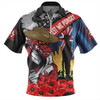 St. George Illawarra Dragons Zip Polo Shirt United In Spirit Anzac Day Tribute