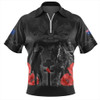 Australia Zip Polo Shirt Anzac Lest We Forget Light Horse Design