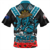 Port Adelaide Zip Polo Shirt Ripped Legacy Of The Game The ANZAC Spirit Lives On
