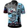 Cronulla-Sutherland Sharks Polo Shirt Anzac Day Lest We Forget Strong Fighting Spirit
