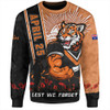 Wests Tigers Sweatshirt Anzac Day Lest We Forget Strong Fighting Spirit