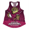 Queensland Maroons Women Racerback Singlet Strong Fighting Flame Go Maroons