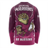 Queensland Maroons Long Sleeve T-shirt Strong Fighting Flame Go Maroons