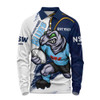 New South Wales Blues Long Sleeve Polo Shirt Battleborn Blues