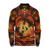Indigenous Australian Aboriginal Long Sleeve Polo Shirt Gecko Dreaming Spirit Circle Edition
