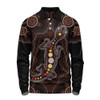 Indigenous Australian Aboriginal Long Sleeve Polo Shirt Aboriginal Gecko Dreaming Path