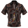 Indigenous Australian Aboriginal Zip Polo Shirt Aboriginal Gecko Dreaming Path