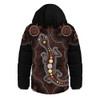Indigenous Australian Aboriginal Hooded Padded Jacket Aboriginal Gecko Dreaming Path