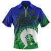 Indigenous Australian Aboriginal Zip Polo Shirt Island Heart Turtle Path