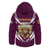 Queensland Maroons Hooded Padded Jacket Custom State Of Origin 2024 Passionate Fan Born To Win Ver 2