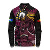 Brisbane Broncos Long Sleeve Polo Shirt NAIDOC Indigenous Warrior Spirit