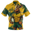 Aussie Wallabies Zip Polo Shirt Wallabies Kangaroo Power Rugby