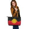 Indigenous Australian Aboriginal Leather Tote Bag Aboriginal Pride Radiance