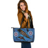 Indigenous Australian Aboriginal Leather Tote Bag Dance Of The Sea Spirits