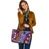 Indigenous Australian Aboriginal Leather Tote Bag Desert Bloom Dreaming