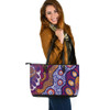Indigenous Australian Aboriginal Leather Tote Bag Desert Bloom Dreaming