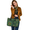 Indigenous Australian Aboriginal Leather Tote Bag Dreaming In Green